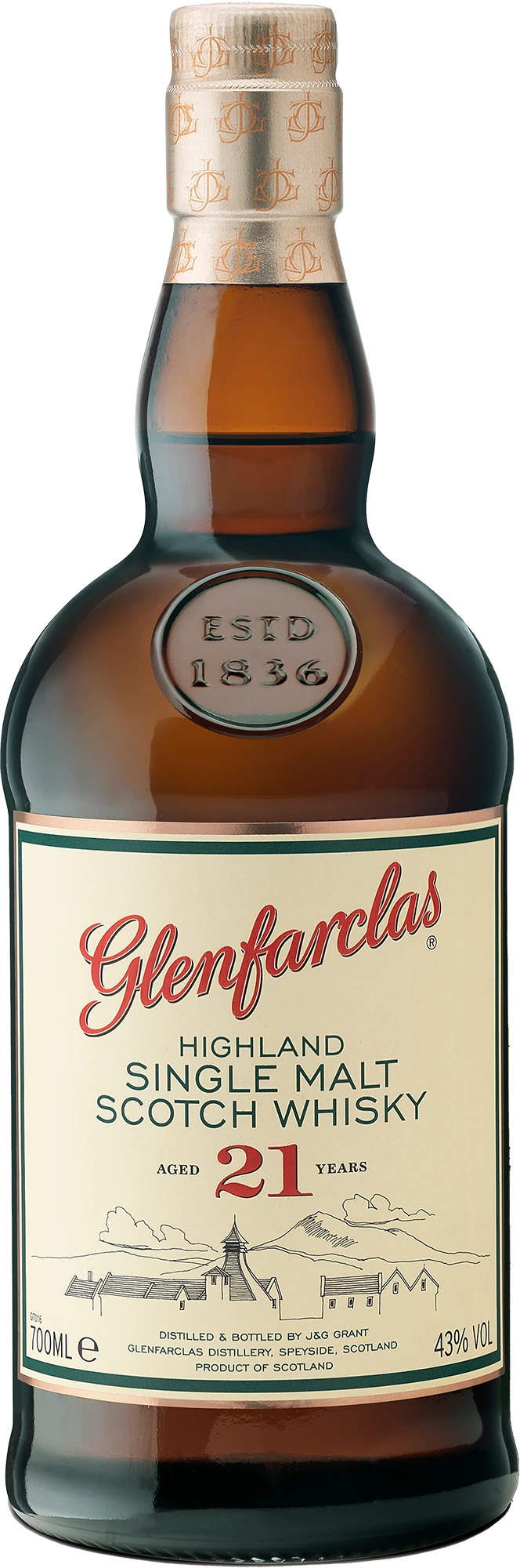GLENFARCLAS 21YR HIGHLAND SINGLE MALT SCOTCH 700ML