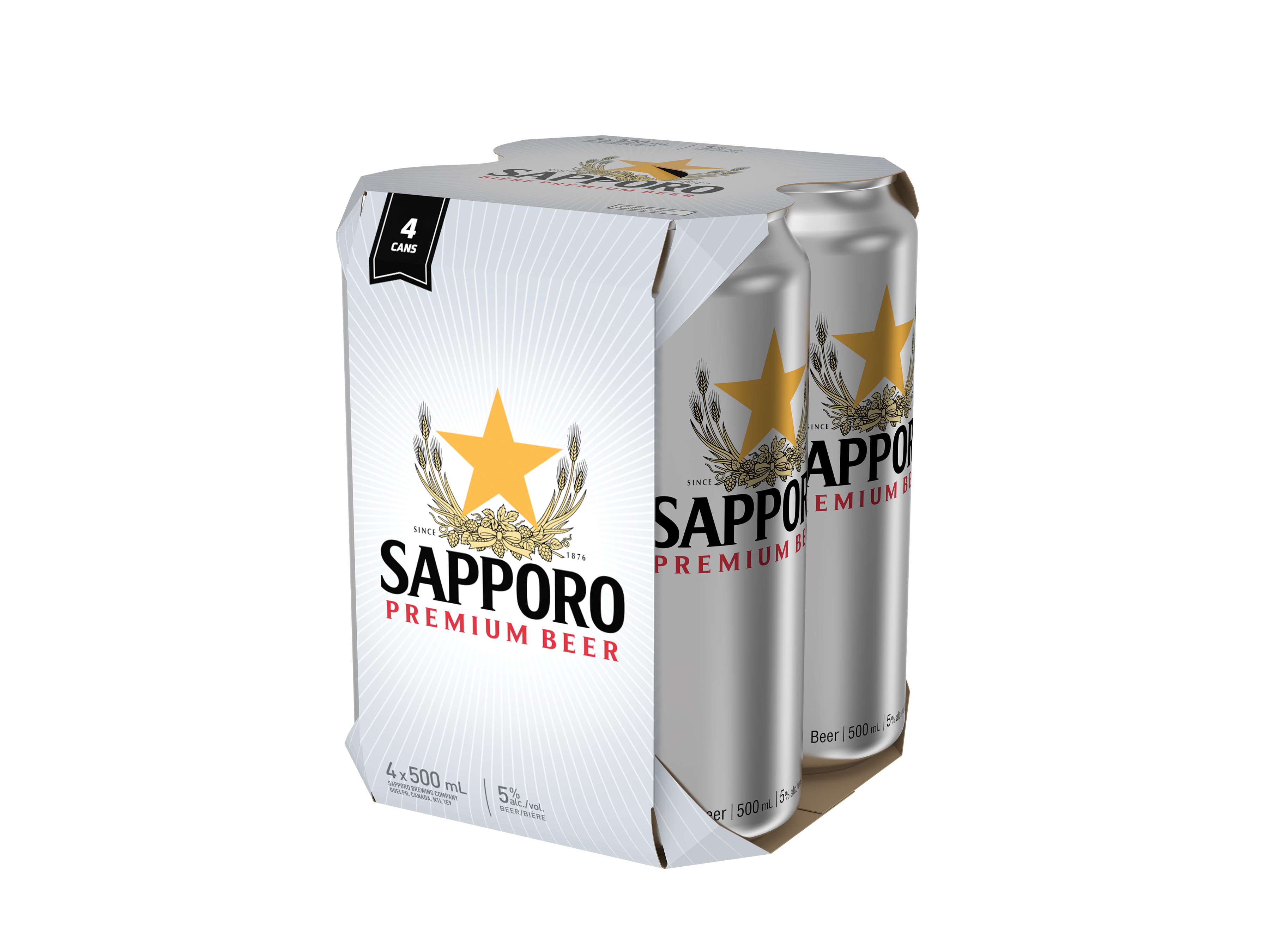 Wine and Beyond - SAPPORO 500ML 4PK CAN - Sapporo - 2000 ml