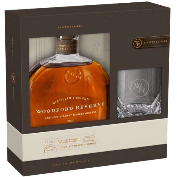 Wine and Beyond - WOODFORD RESERVE WITH ROCK GLASSES 750ML Wine and Beyond - WOODFORD RESERVE WITH ROCK GLASSES 750ML