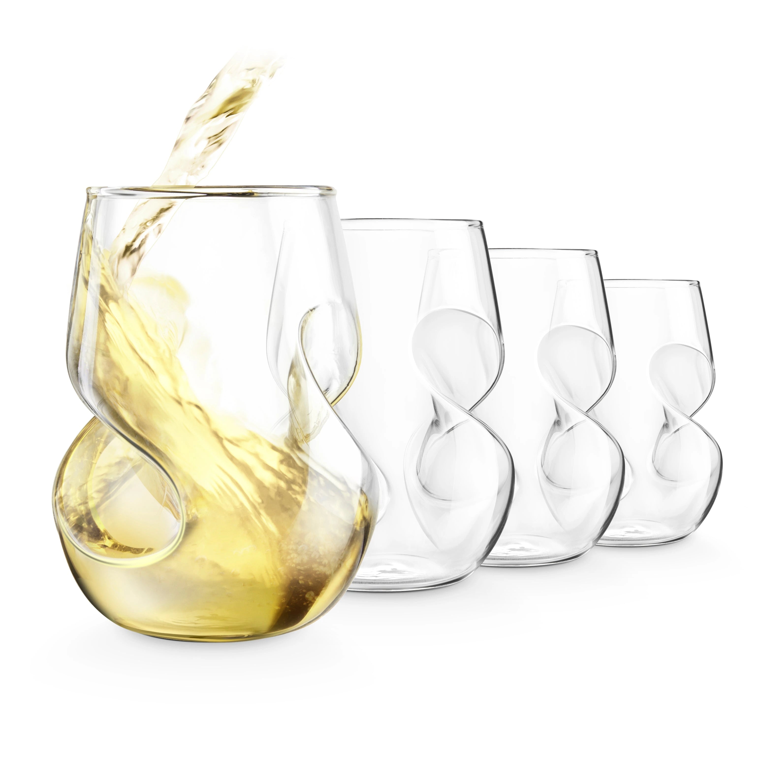 FINAL TOUCH CONUNDRUM WHITE WINE GLASS 4PC