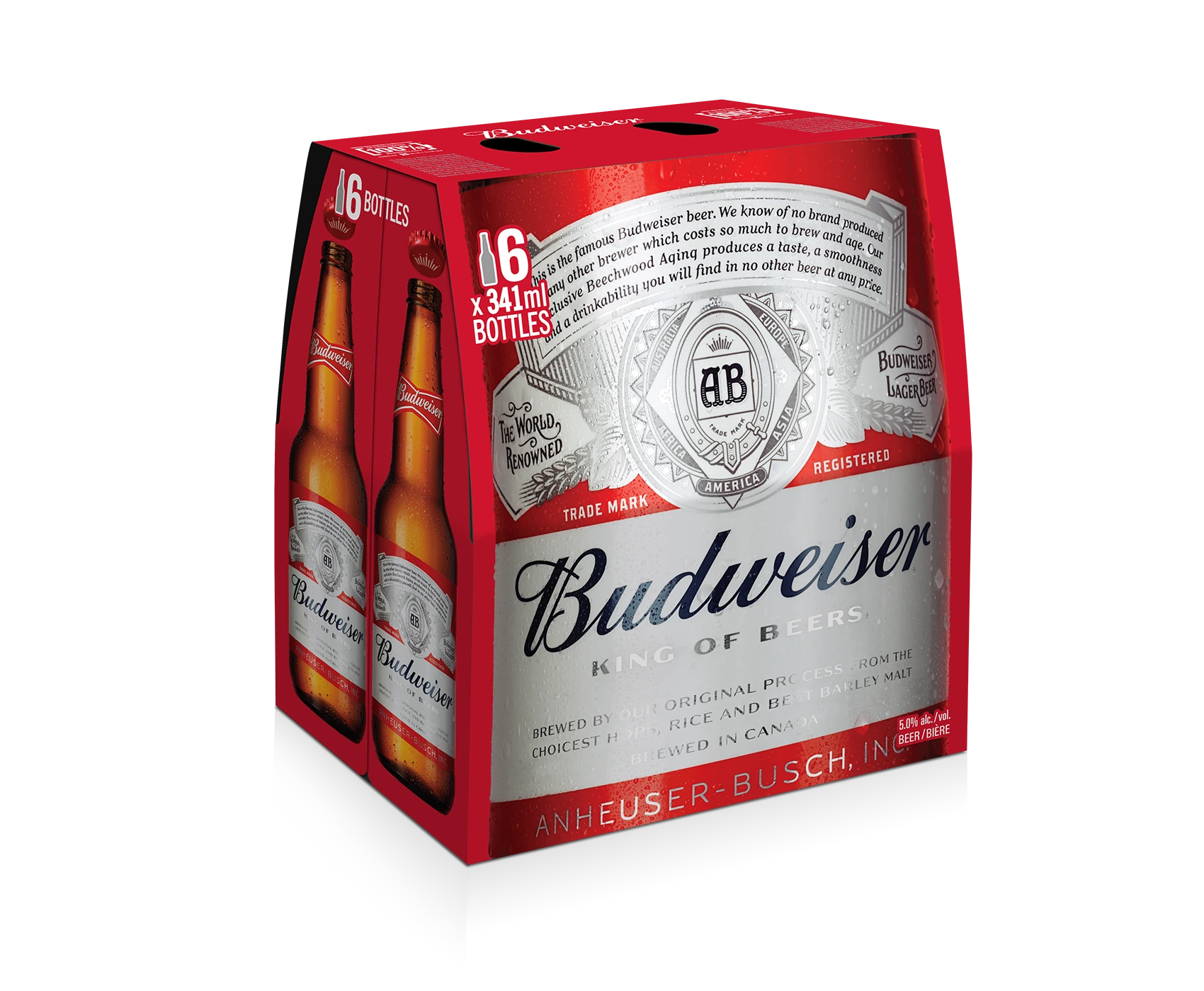 BUDWEISER 341ML 6PK BT