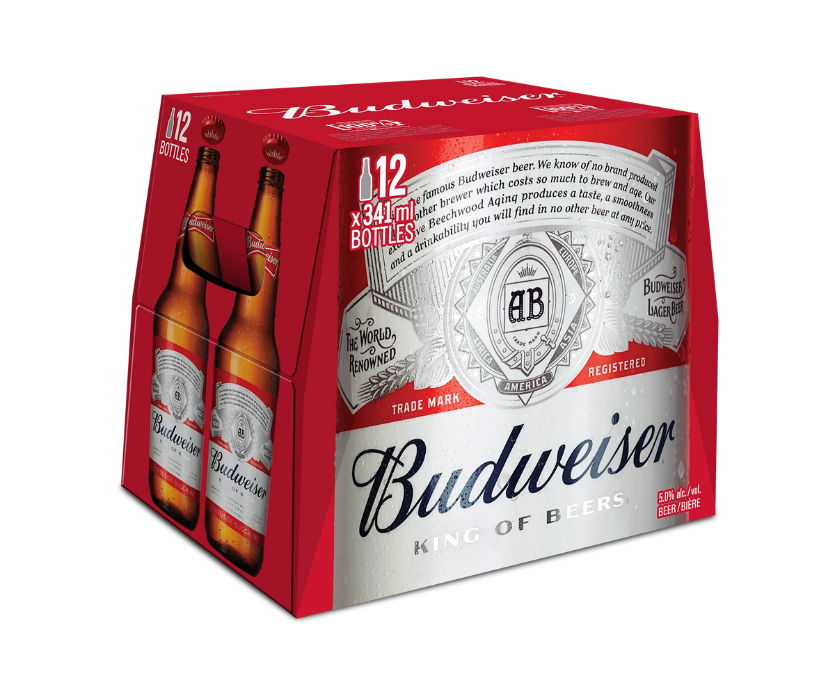 BUDWEISER 341ML 12PK BT