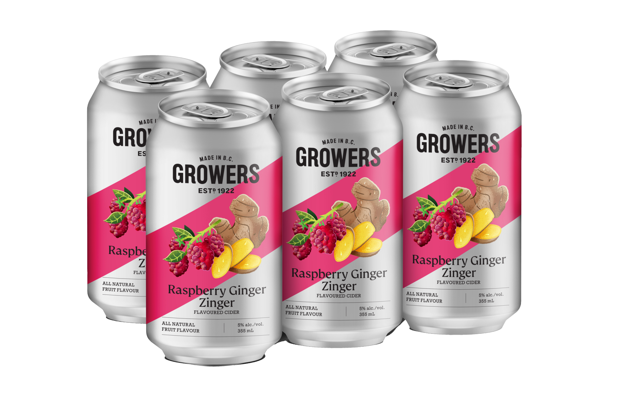 GROWERS RASPBERRY GINGER CIDER 355ML 6PK CAN