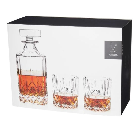 VISKI DECANTER & TWO GLASSES SET