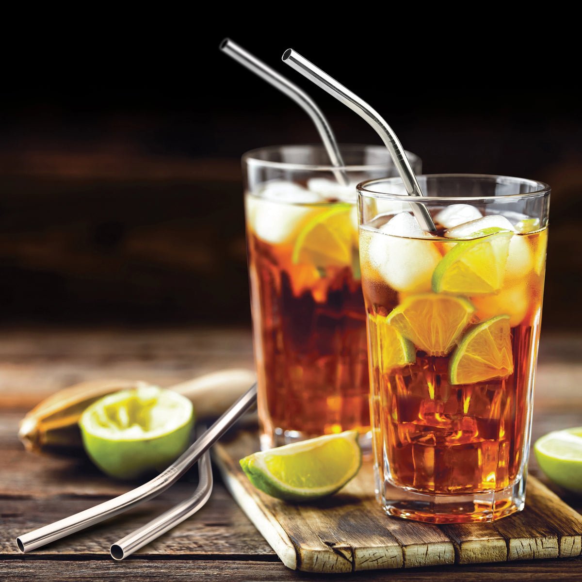FINAL TOUCH CURVED STAINLESS STEEL STRAWS WITH BRUSH