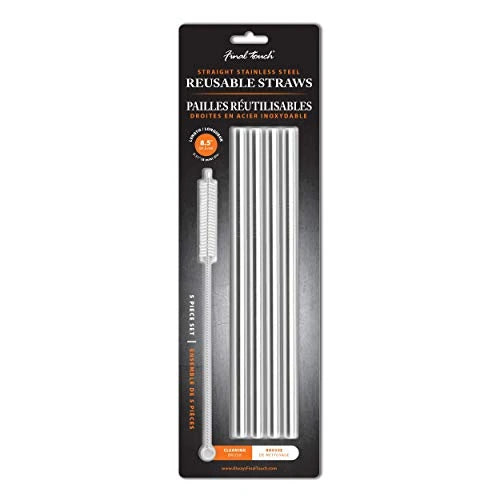 FINAL TOUCH STRAIGHT STAINLESS STEEL STRAWS WITH BRUSH
