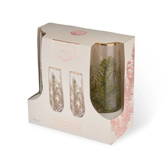 TWINE WOODLAND STEMLESS CHAMPAGNE FLUTE SET