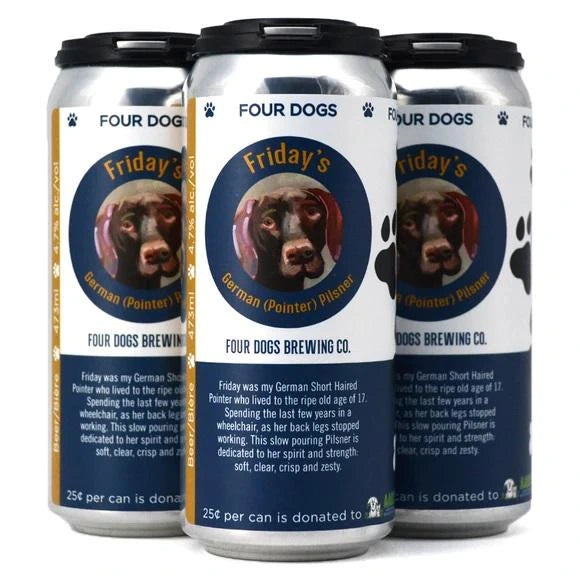 4 DOGS FRIDAYS GERMAN POINTER PILSNER 473ML 4PK CAN