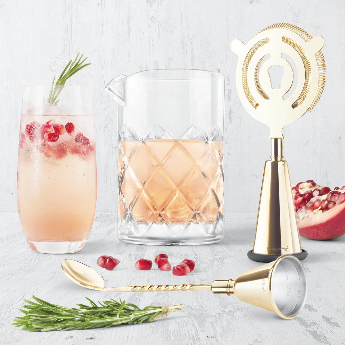 FINAL TOUCH MULTI FUNCTION BRASS COCKTAIL MIXING SET