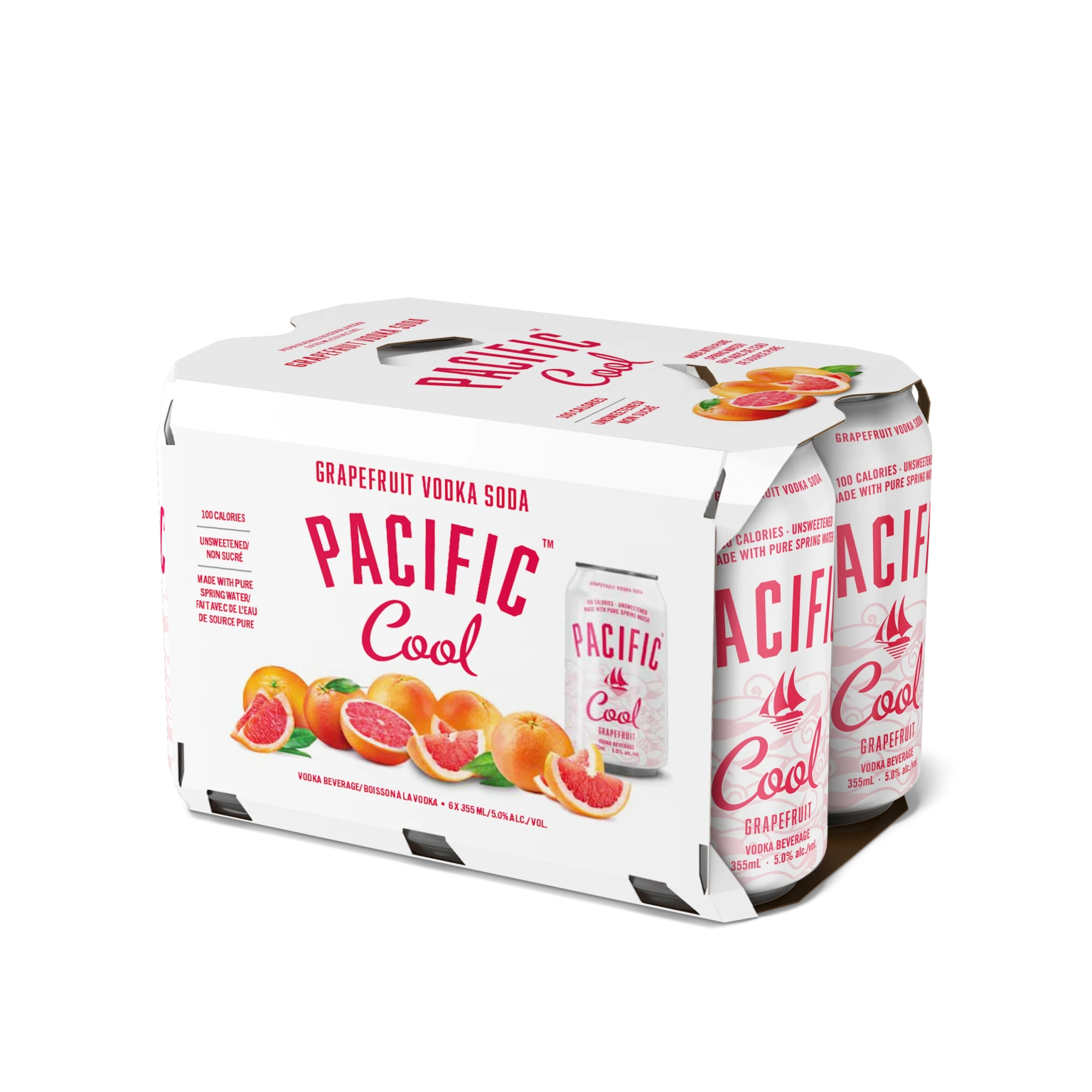 PACIFIC COOL GRAPEFRUIT VODKA SODA 355ML 6PK CAN