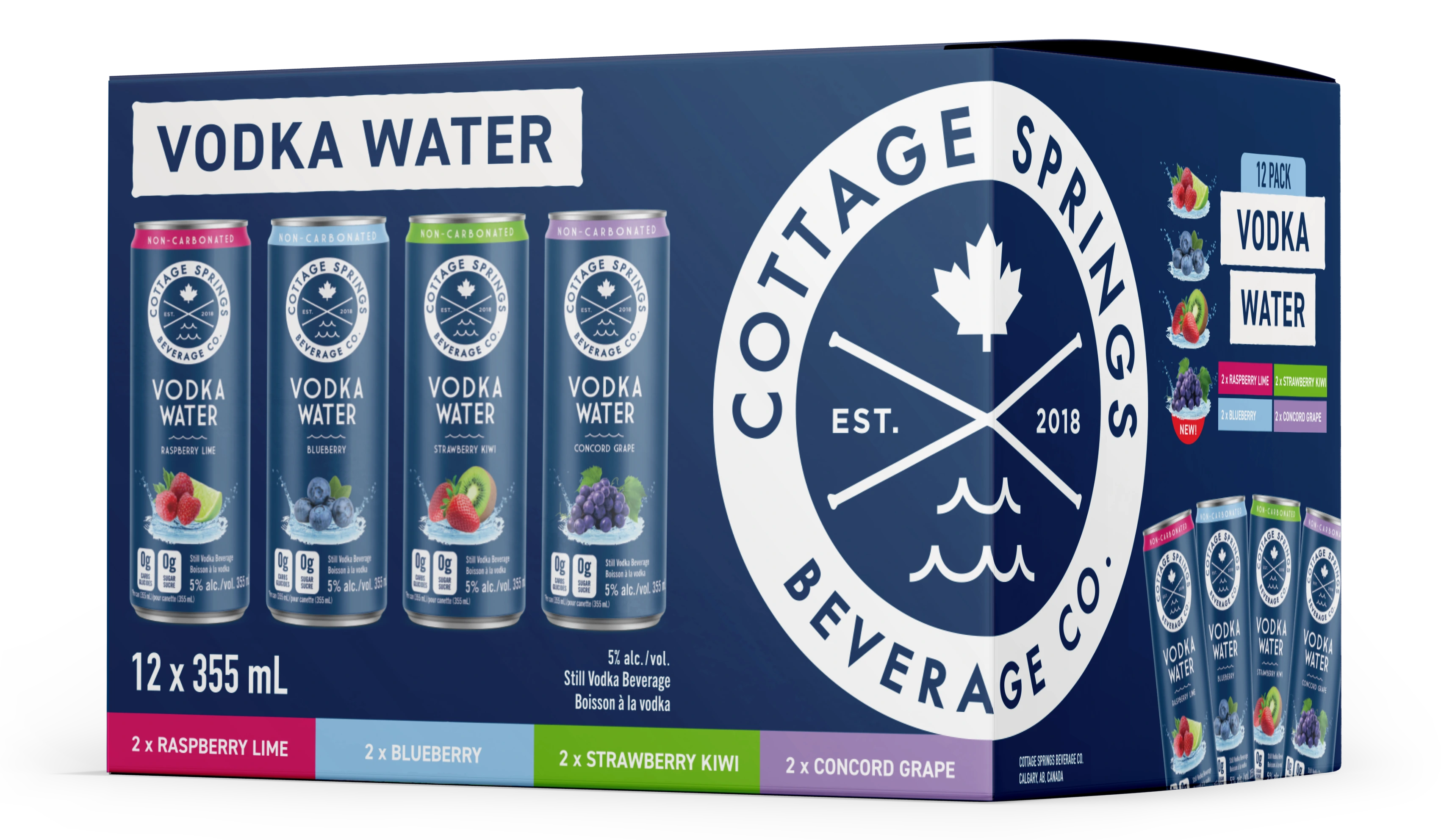 COTTAGE SPRINGS VODKA WATER MIXER 355ML 12PK CAN