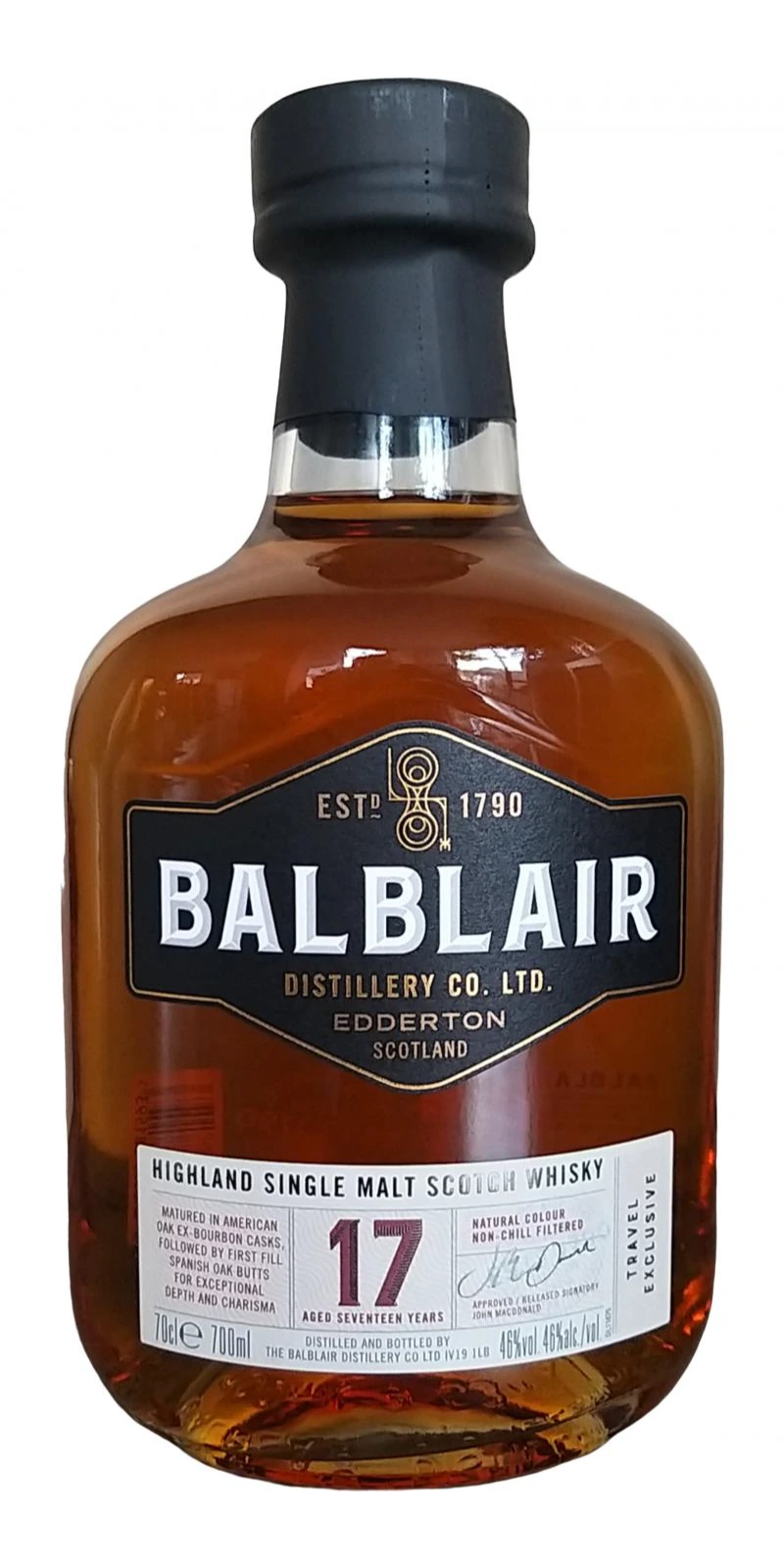 BALBLAIR 17YR SINGLE MALT SCOTCH WHISKY 700ML