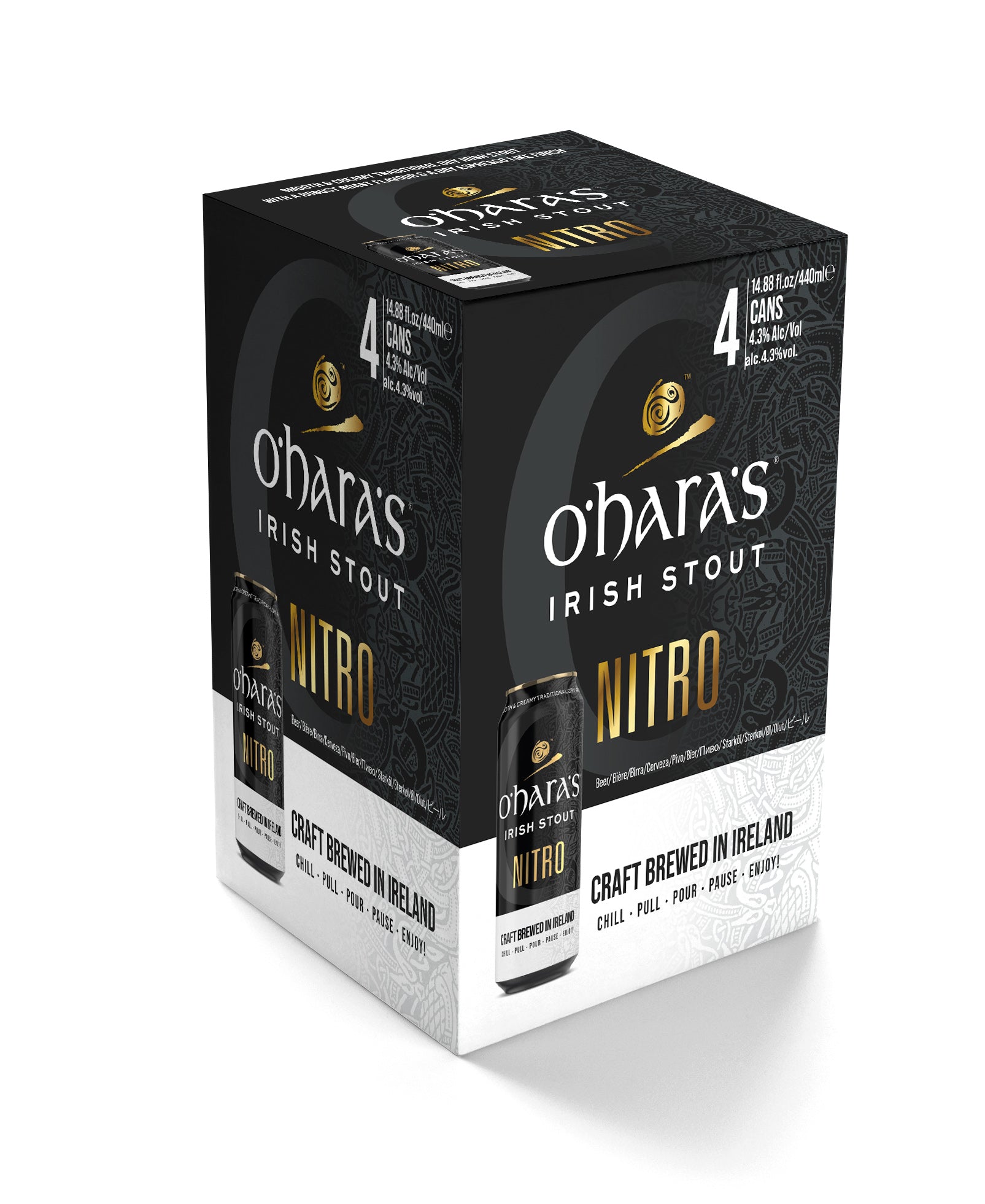 OHARAS NITRO IRISH STOUT 440ML 4PK CAN