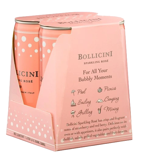 BOLLICINI ROSE 250ML 4PK CAN