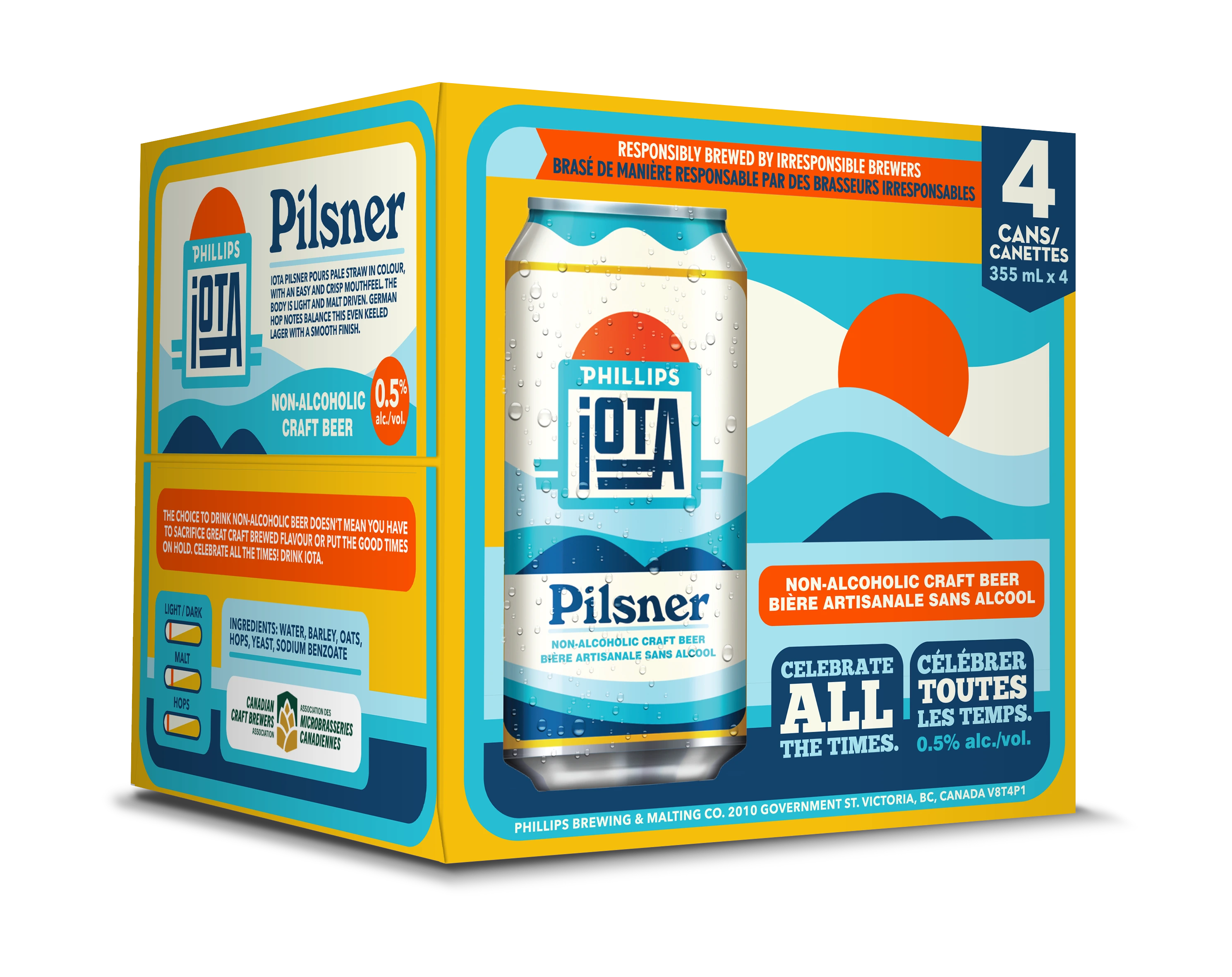 PHILLIPS IOTA PILSNER NON ALC 355ML 4PK CAN