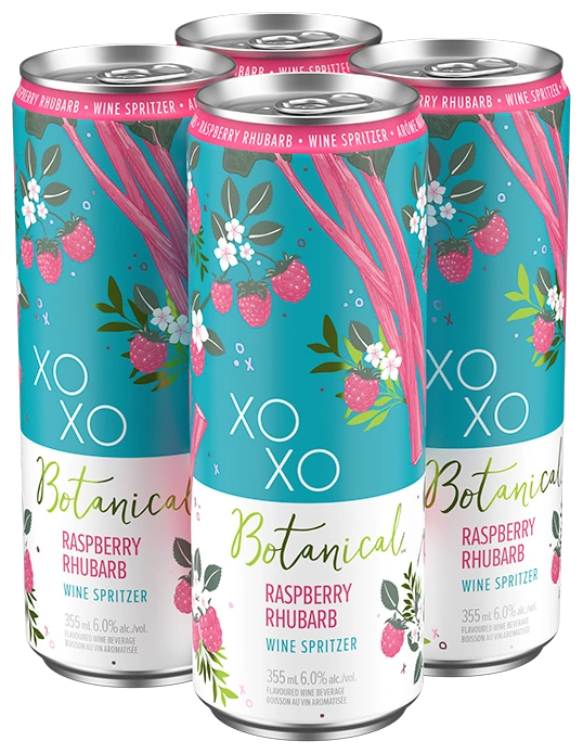 XOXO BOTANICAL RASPBERRY RHUBARB 355ML 4PK CAN
