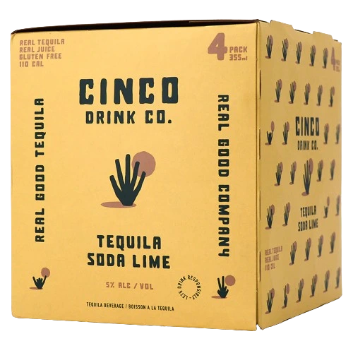 CINCO DRINK CO TEQUILA SODA LIME 355ML 4PK CAN