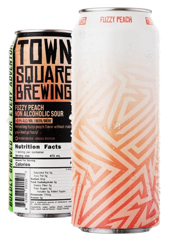 TOWN SQUARE FUZZY PEACH SOUR NON ALC 473ML 4PK CAN