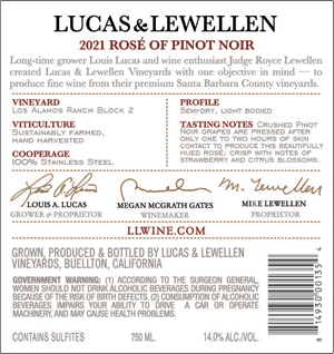 LUCAS & LEWELLEN ROSE OF PINOT NOIR 750ML