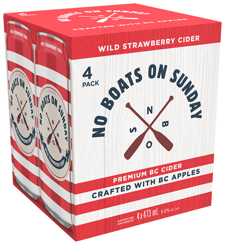 NO BOATS ON SUNDAY WILD STRAWBERRY CIDER 473ML 4PK CAN