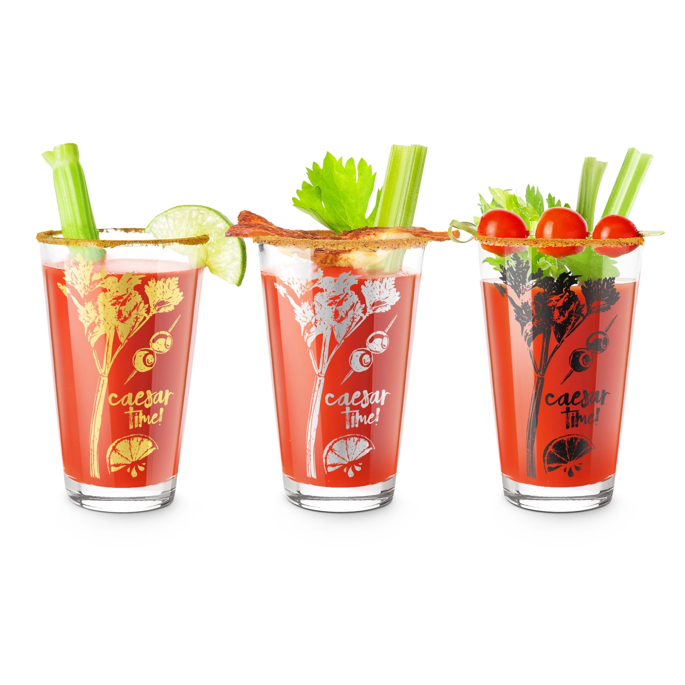 FINAL TOUCH CAESAR TIME COCKTAIL GLASSES 3PK