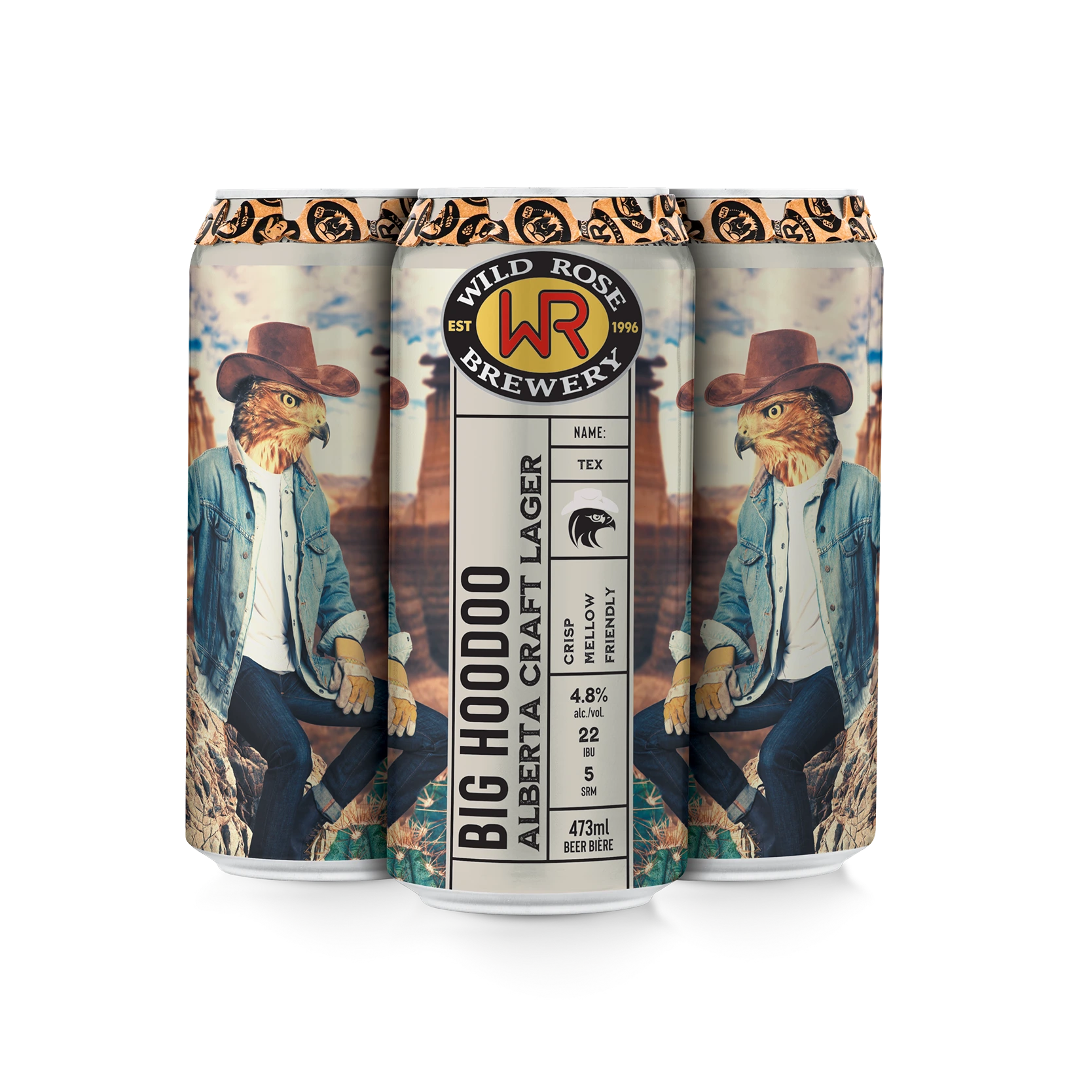 WILD ROSE BIG HOODOO CRAFT LAGER 473ML 4PK CAN