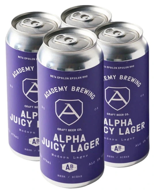 ACADEMY ALPHA JUICY LAGER 473ML 4PK CAN