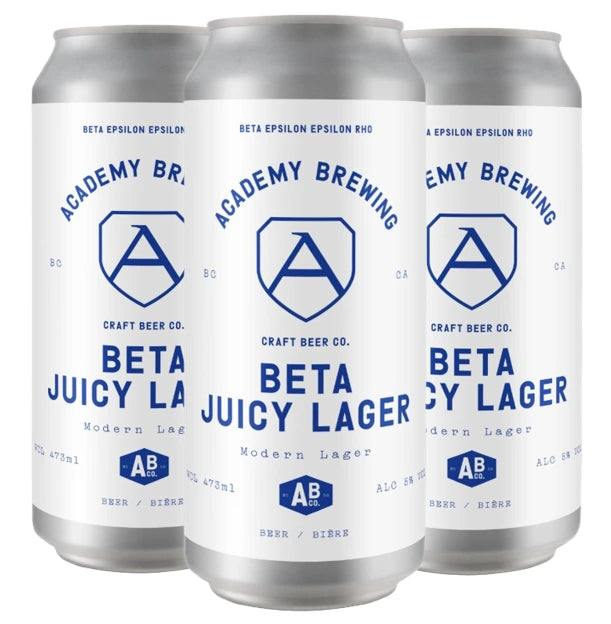 ACADEMY BETA JUICY LAGER 473ML 4PK CAN