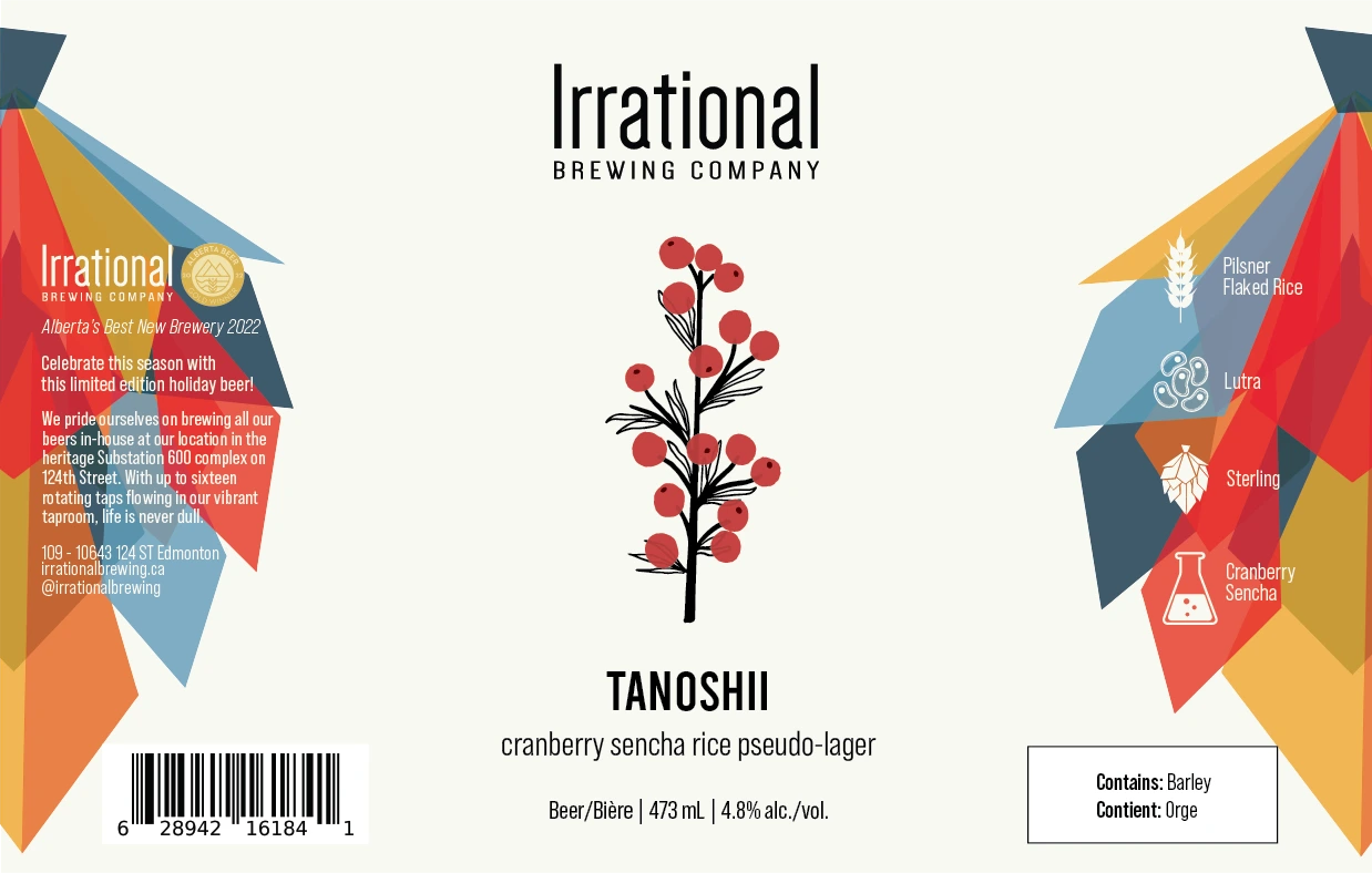 IRRATIONAL TANOSHII CRAN RICE PSEUDO LAGER 473ML 4PK CAN