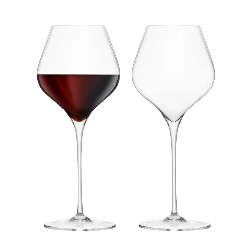 FINAL TOUCH BURGUNDY LEAD FREE CRYSTAL GLASSES 2PK