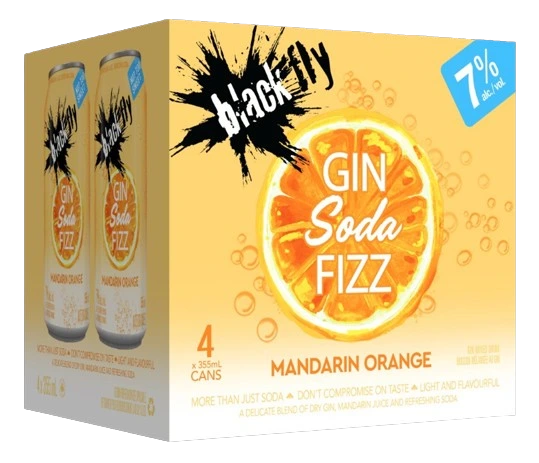 BLACK FLY GIN SODA FIZZ MANDARIN ORANGE 355ML 4PK CAN