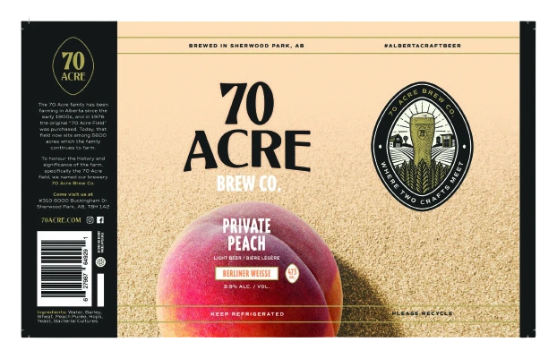 70 ACRE PRIVATE PEACH BERLINER WEISSE 473ML 4PK CAN