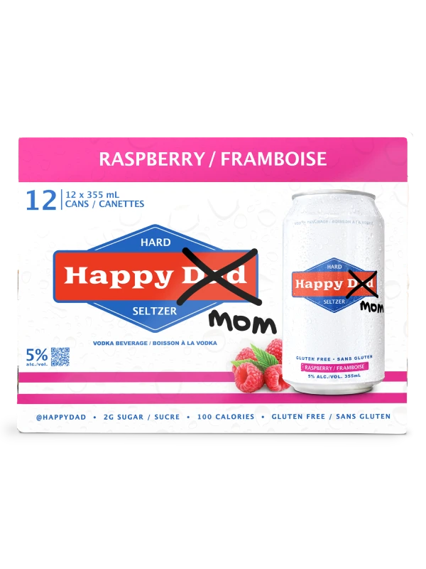 HAPPY DAD HARD SELTZER RASPBERRY 355ML 12PK CAN
