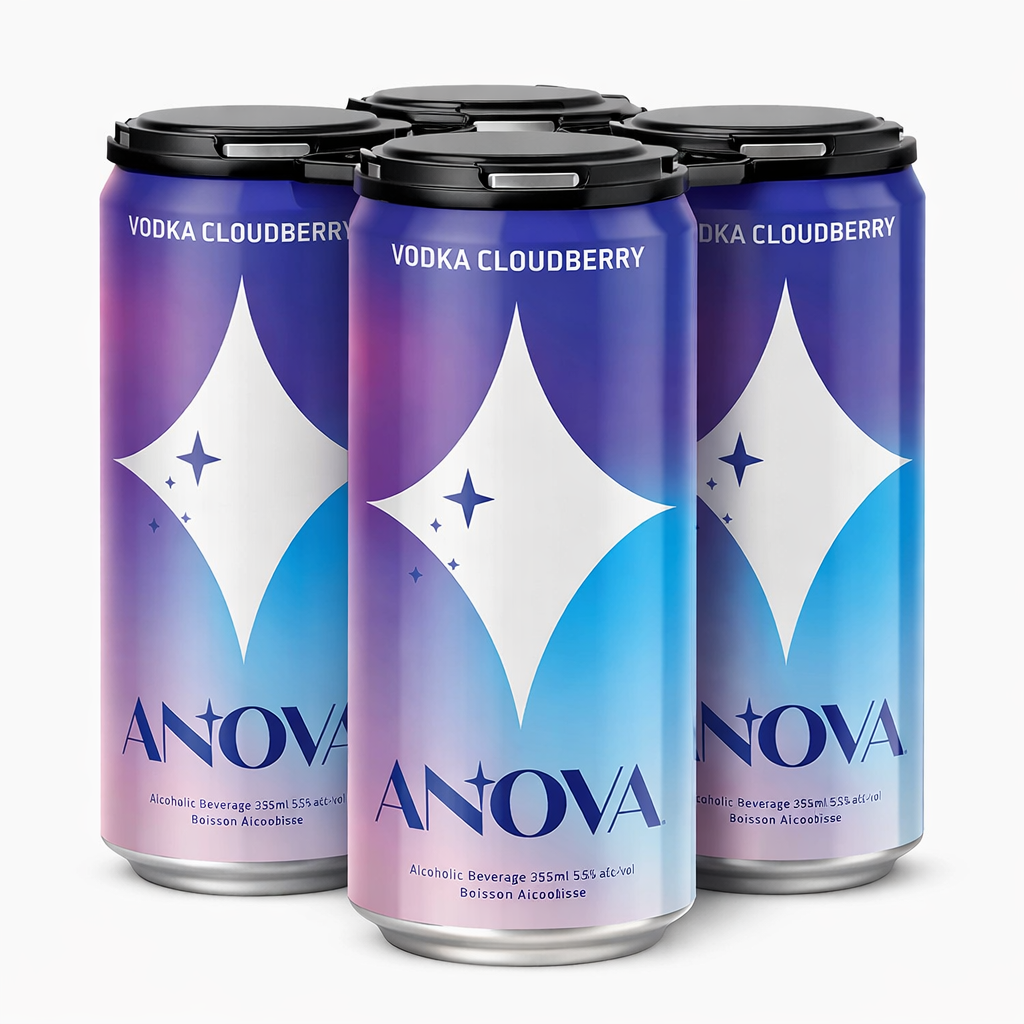 ANOVA VODKA CLOUDBERRY 355ML 4PK CAN