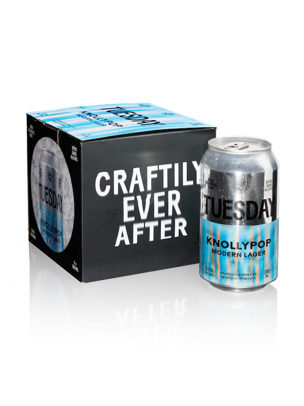 TUESDAY KNOLLYPOP NON ALC MODERN LAGER 355ML 4PK CAN