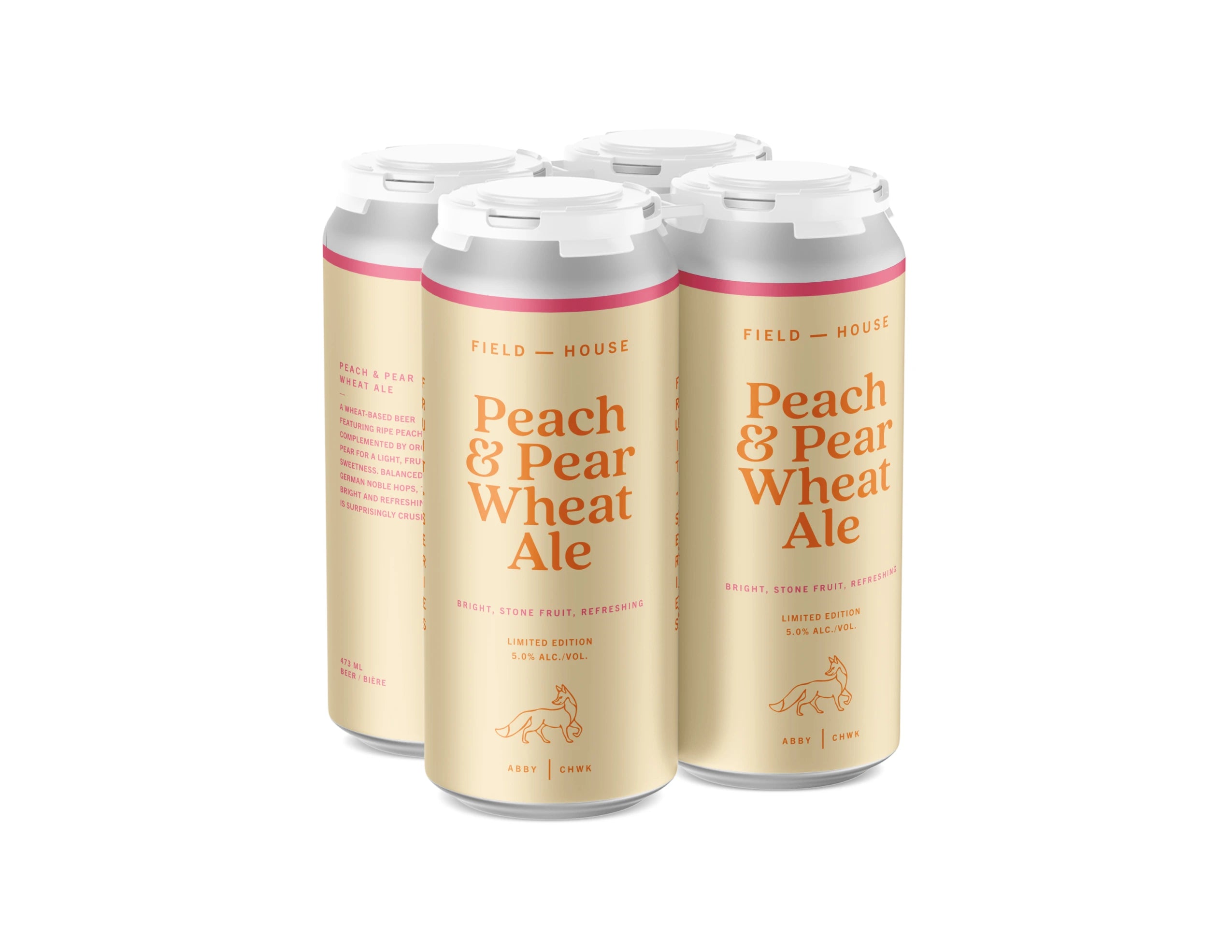 FIELD HOUSE PEACH & PEAR WHEAT ALE 473ML 4PK CAN
