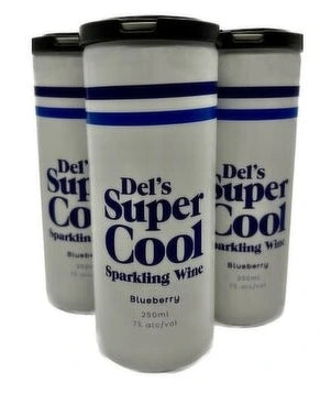 DELS SUPER COOL BLUEBERRY SPARKLING WINE 250ML 4PK CAN