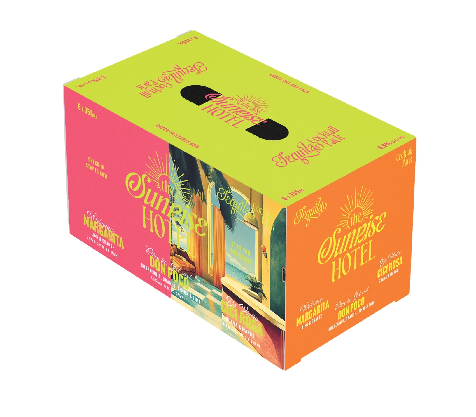 SUNRISE HOTEL TEQUILA COCKTAIL PACK 355ML 6PK CAN