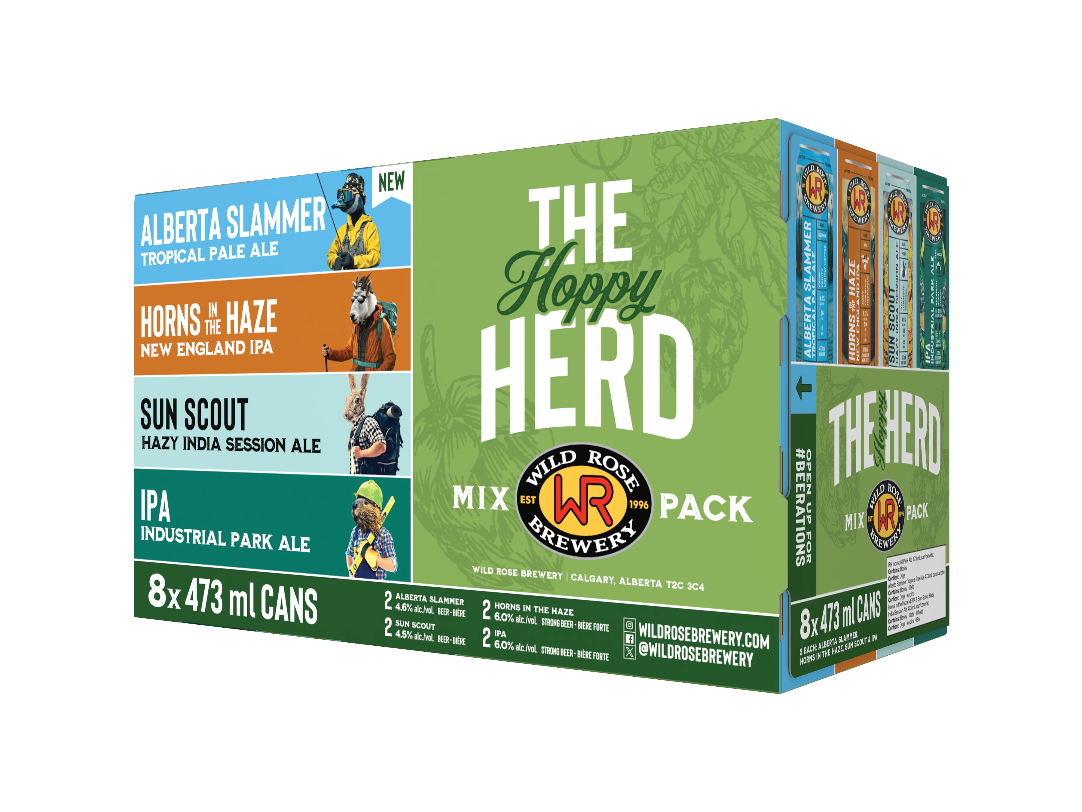 WILD ROSE THE HOPPY HERD MIX PACK 473ML 8PK CAN