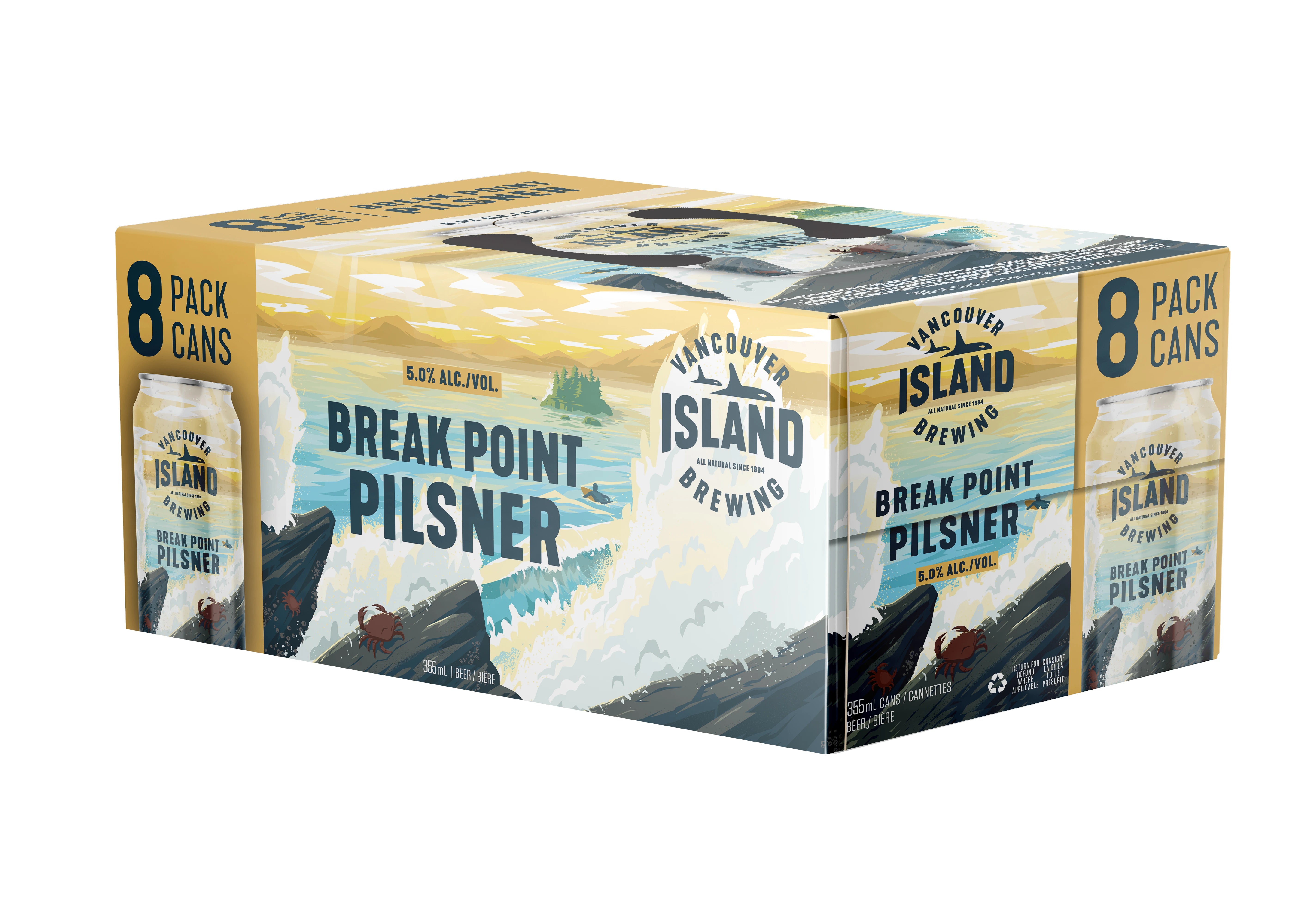VANCOUVER ISLAND BREAK POINT PILSNER 355ML 8PK CAN