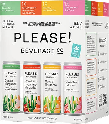 PLEASE COCKTAILS TEQUILA MIX PACK 355ML 4PK CAN