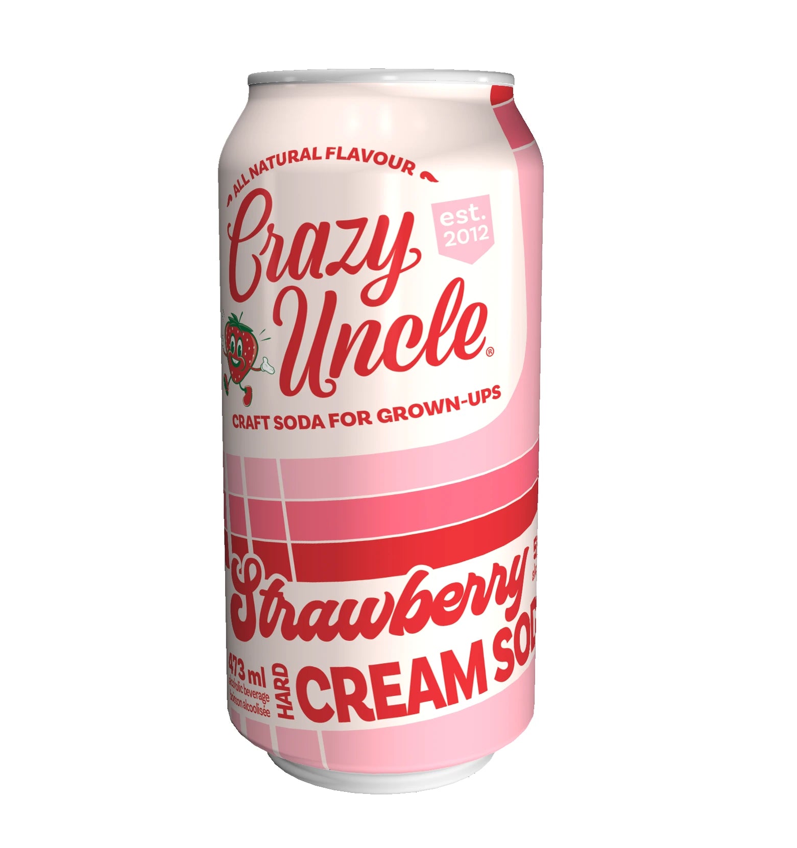 CRAZY UNCLE HARD STRAWBERRY CREAM SODA 473ML CAN