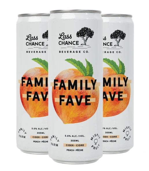 LASS CHANCE FAMILY FAVE PEACH CIDER 355ML 4PK CAN