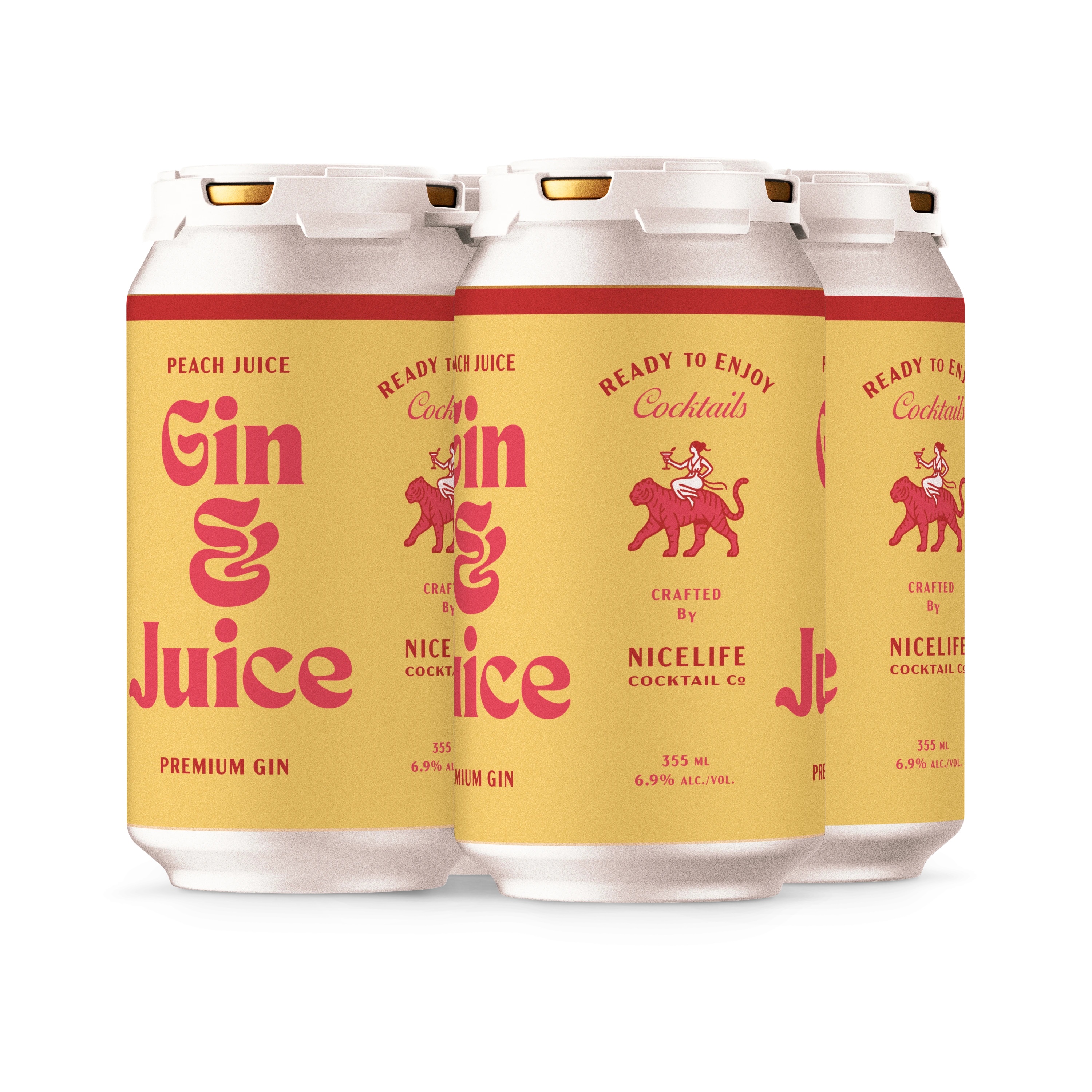NICELIFE GIN & JUICE PEACH 355ML 4PK CAN