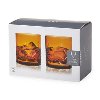 VISKI ADMIRAL ROCKS GLASSES AMBER 2PK