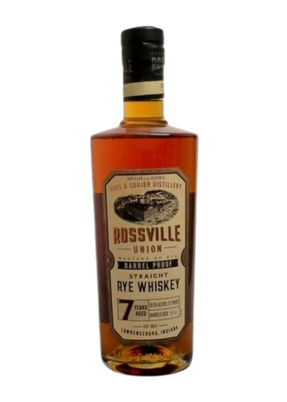 ROSSVILLE UNION BARREL PROOF 7YR RYE WHISKEY 700ML