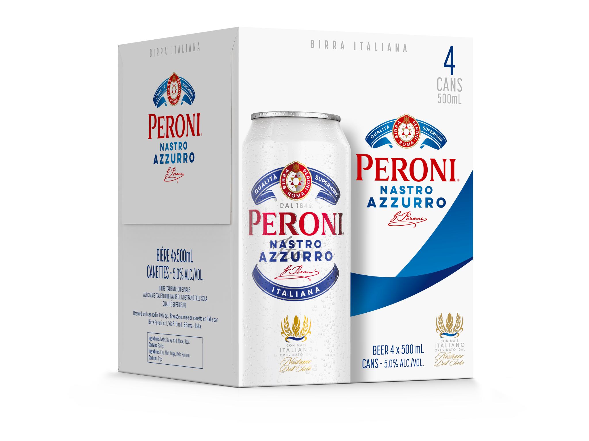 PERONI NASTRO AZZURRO 500ML 4PK CAN