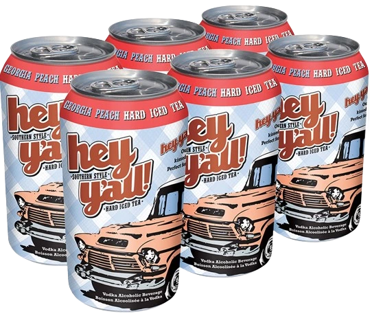 HEY YALL HARD ICED TEA GEORGIA PEACH 341ML 6PK CAN @ Kelowna [1002625]