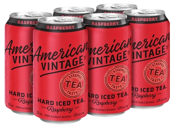 AMERICAN VINTAGE RASPBERRY ICED TEA 355ML 6PK CAN