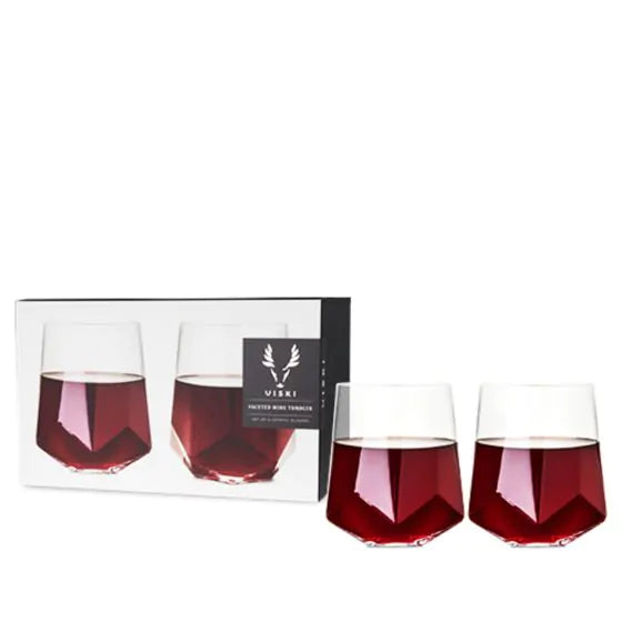VISKI RAYE GLASS FACETED WINE 2PC @ Kelowna [1003740]